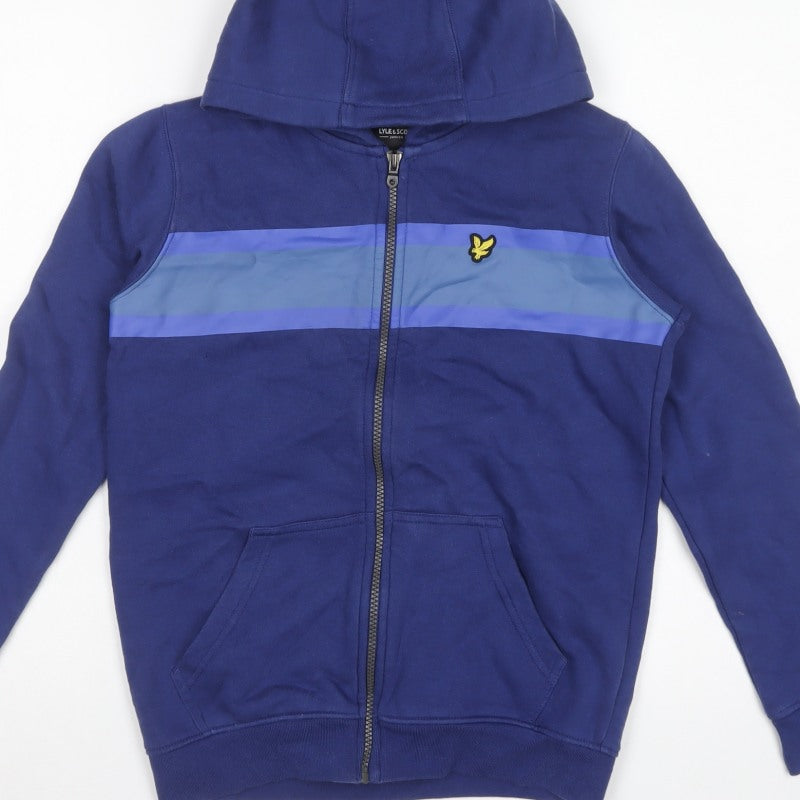 Lyle & Scott Boys Blue 10-11 Years Full Zip Hooded Colourblock Hoodie