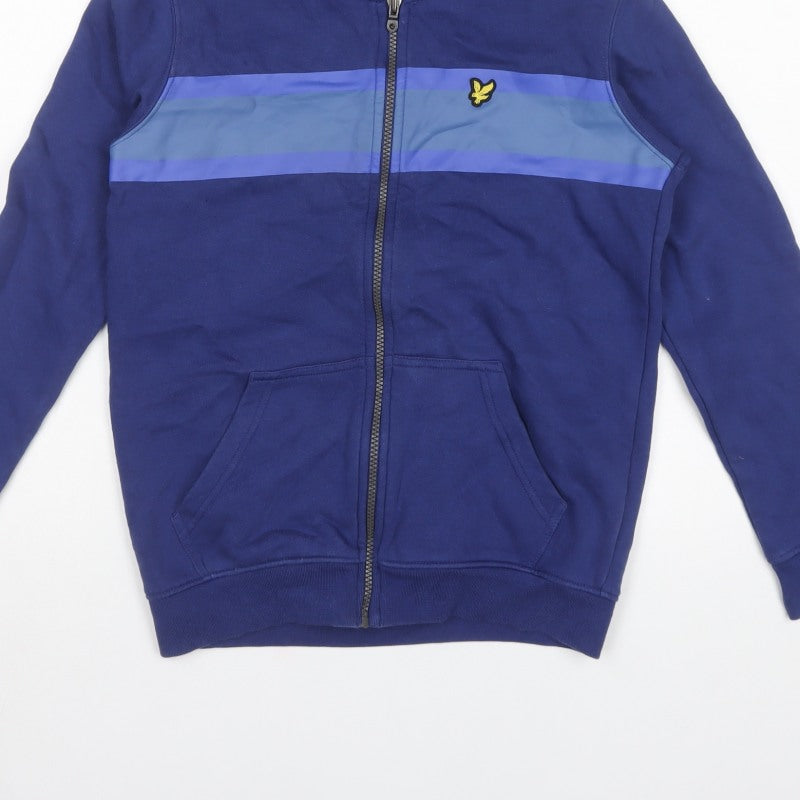 Lyle & Scott Boys Blue 10-11 Years Full Zip Hooded Colourblock Hoodie