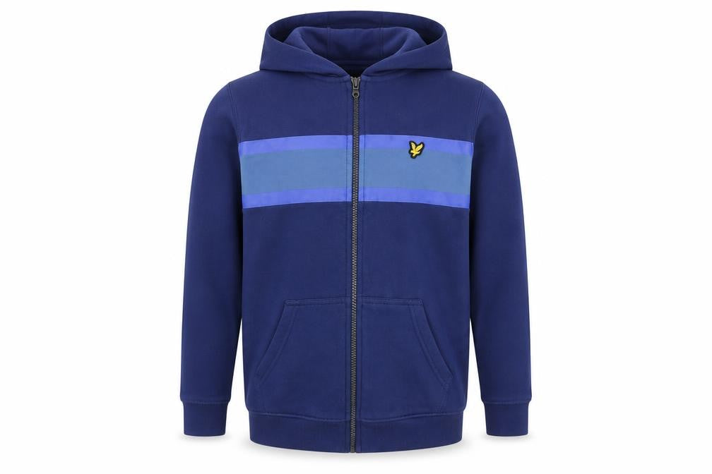Lyle & Scott Boys Blue 10-11 Years Full Zip Hooded Colourblock Hoodie