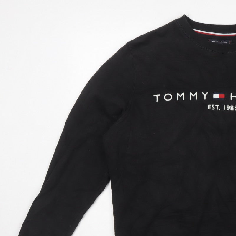Tommy Hilfiger Men’s Black XL Embroidered Logo Crew Neck Sweatshirt