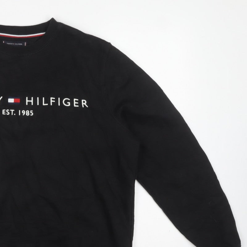 Tommy Hilfiger Men’s Black XL Embroidered Logo Crew Neck Sweatshirt