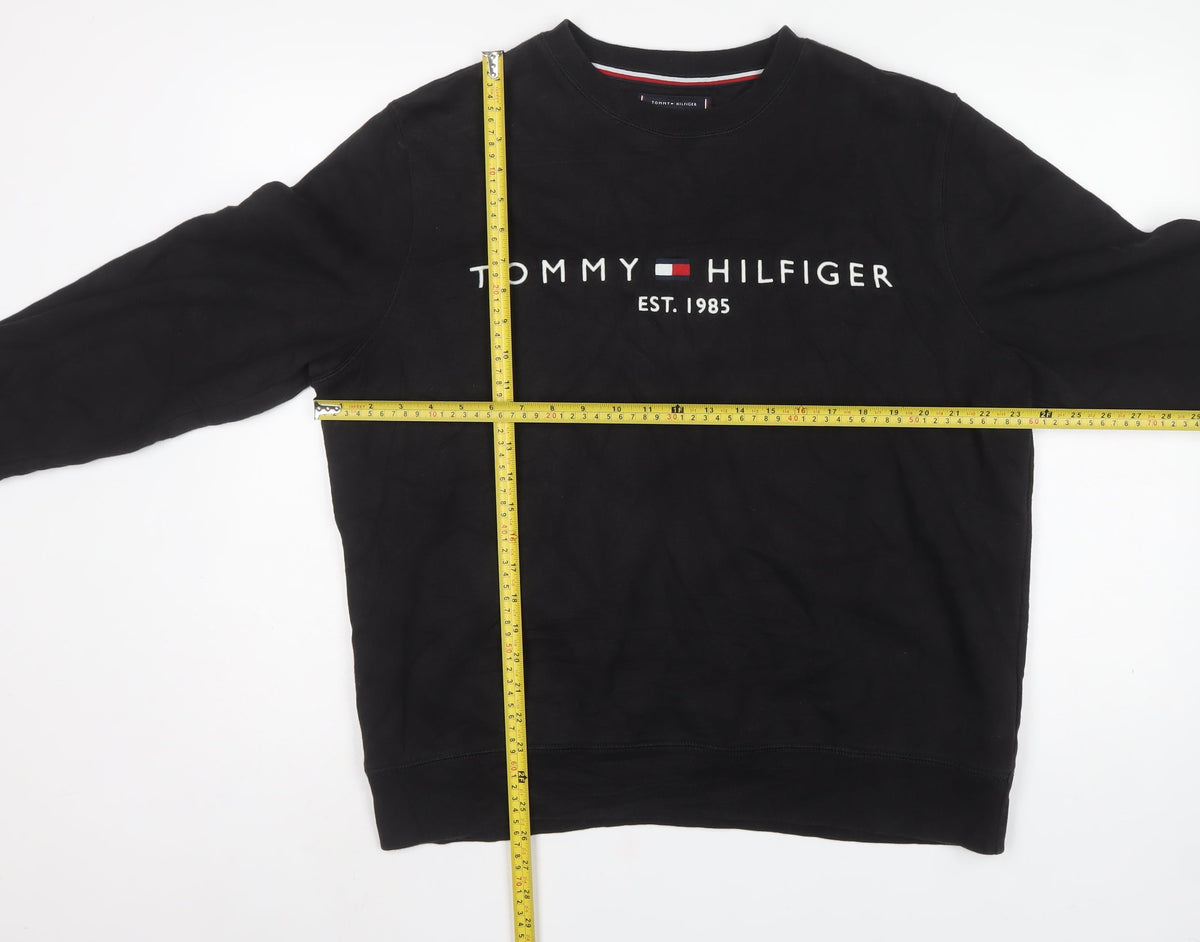 Tommy Hilfiger Men’s Black XL Embroidered Logo Crew Neck Sweatshirt