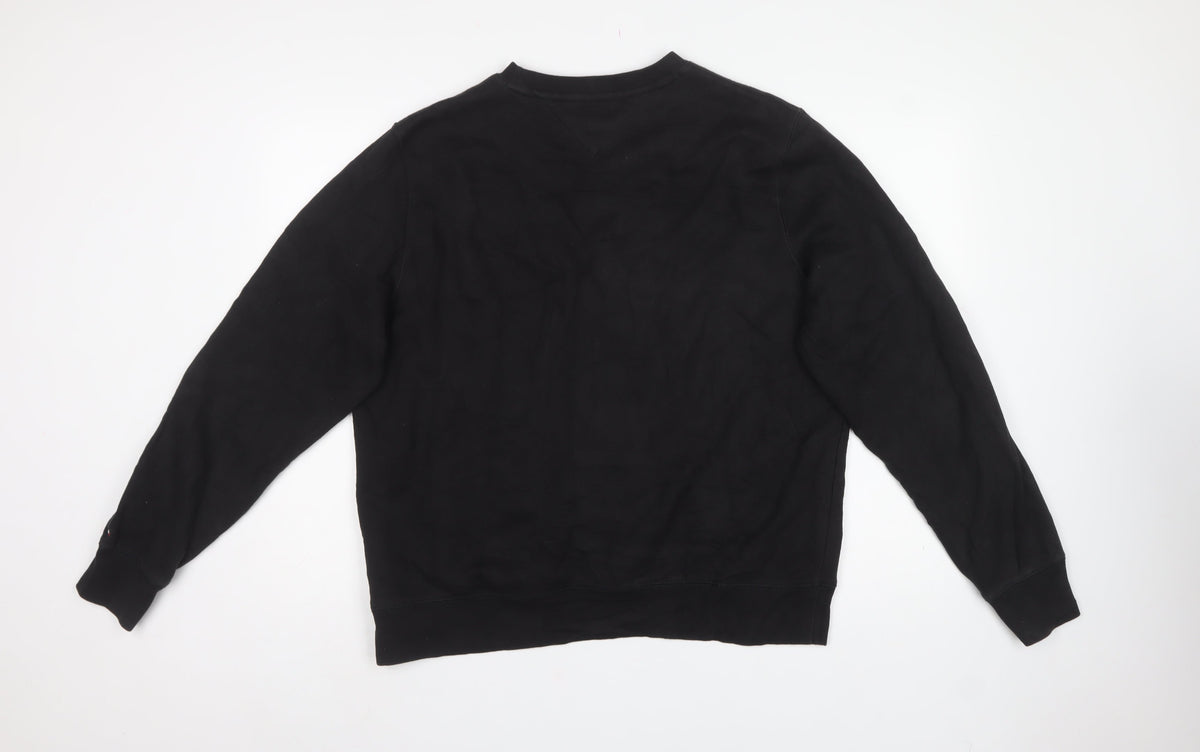 Tommy Hilfiger Men’s Black XL Embroidered Logo Crew Neck Sweatshirt
