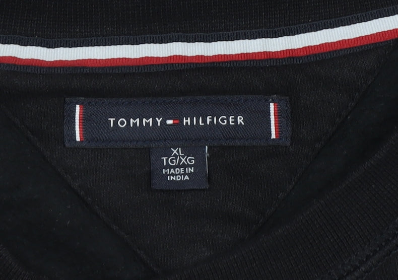 Tommy Hilfiger Men’s Black XL Embroidered Logo Crew Neck Sweatshirt