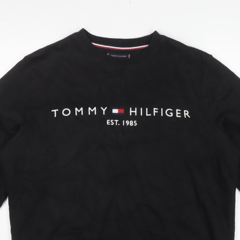 Tommy Hilfiger Men’s Black XL Embroidered Logo Crew Neck Sweatshirt