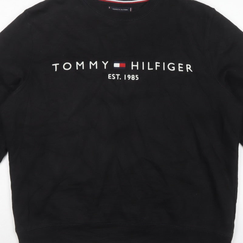 Tommy Hilfiger Men’s Black XL Embroidered Logo Crew Neck Sweatshirt