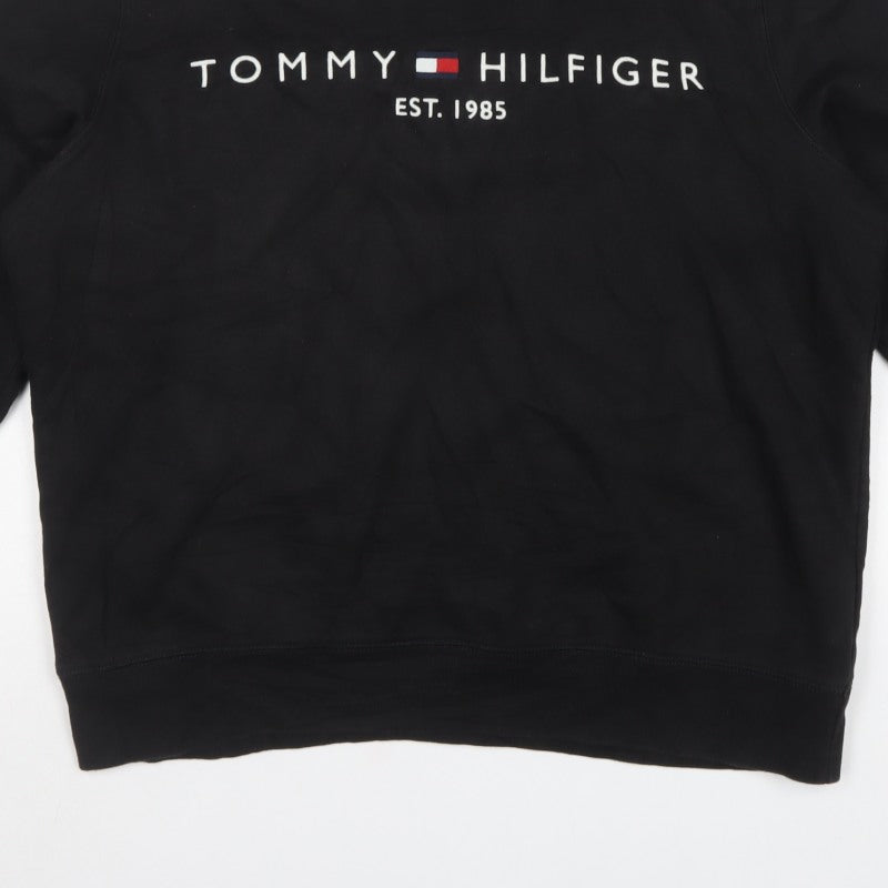Tommy Hilfiger Men’s Black XL Embroidered Logo Crew Neck Sweatshirt