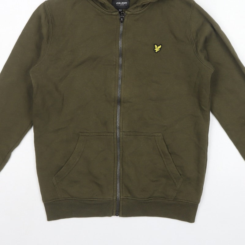 Lyle & Scott Boys Dark Olive 10-11 Years Full Zip Logo Hoodie