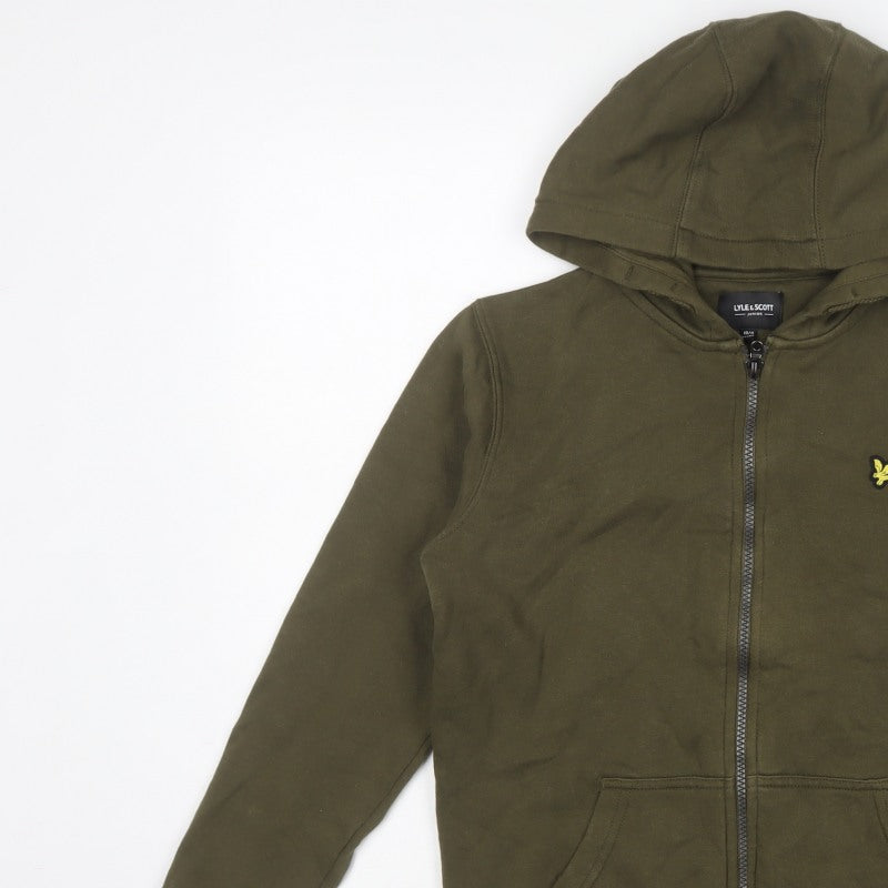 Lyle & Scott Boys Dark Olive 10-11 Years Full Zip Logo Hoodie