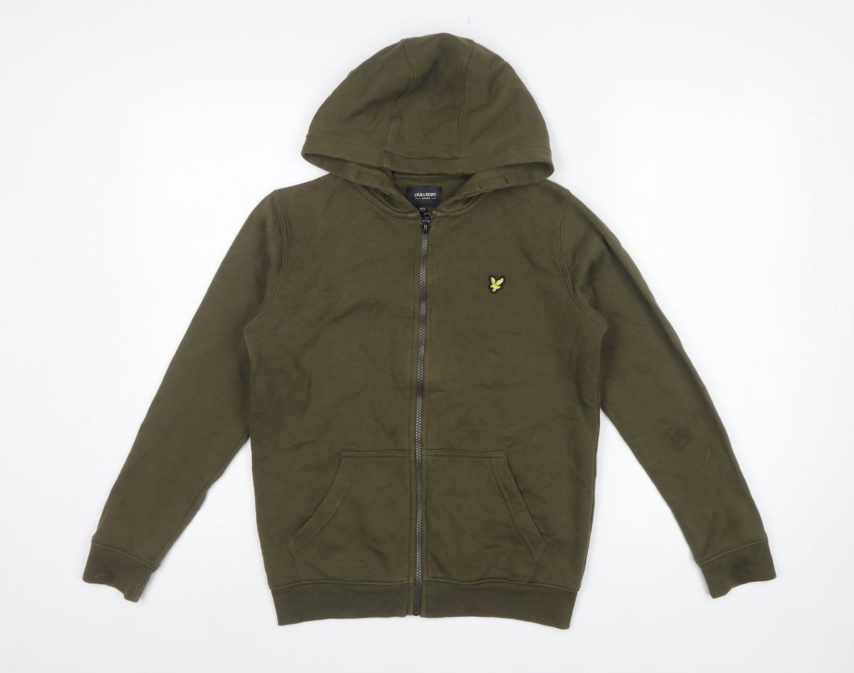 Lyle & Scott Boys Dark Olive 10-11 Years Full Zip Logo Hoodie
