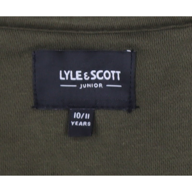 Lyle & Scott Boys Dark Olive 10-11 Years Full Zip Logo Hoodie