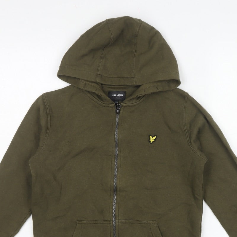 Lyle & Scott Boys Dark Olive 10-11 Years Full Zip Logo Hoodie