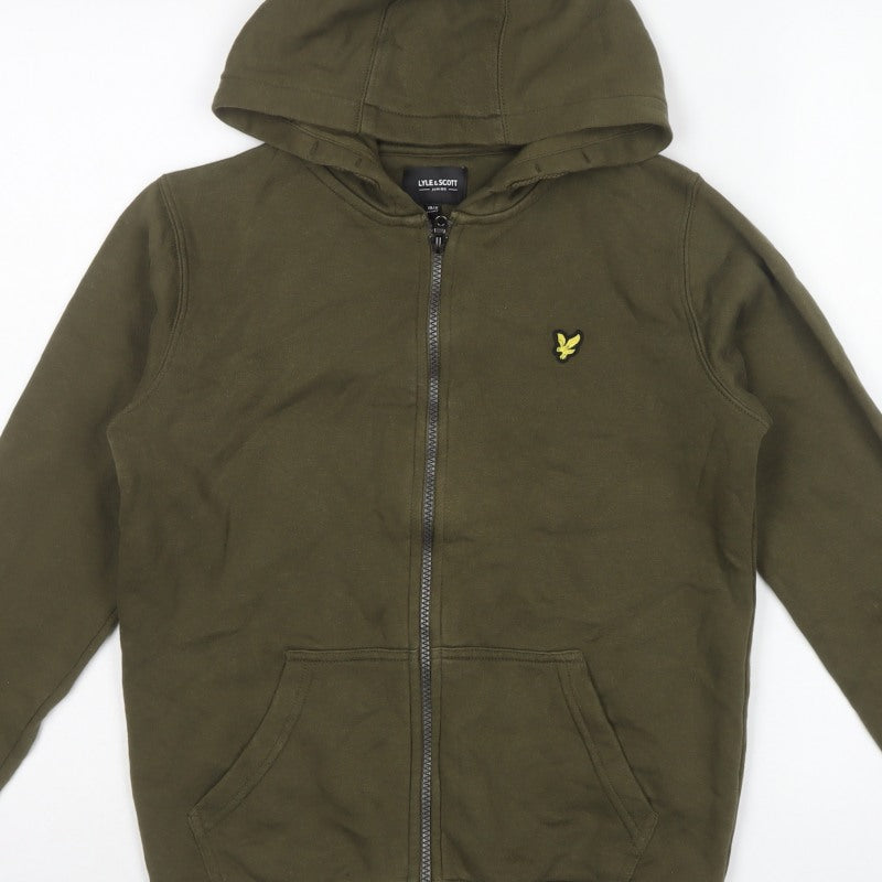 Lyle & Scott Boys Dark Olive 10-11 Years Full Zip Logo Hoodie