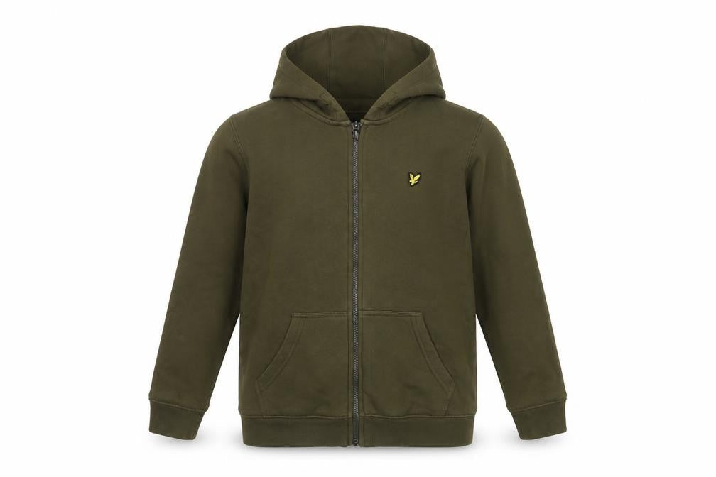 Lyle & Scott Boys Dark Olive 10-11 Years Full Zip Logo Hoodie