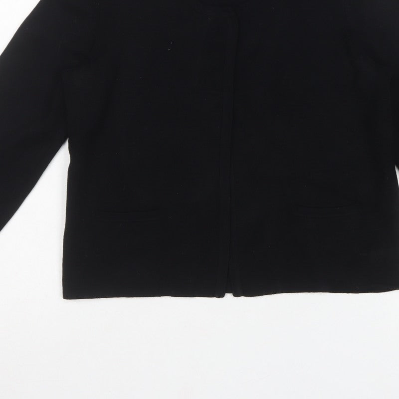 Laura Ashley Women Black UK 8 Open Cardigan Viscose Knit Pockets