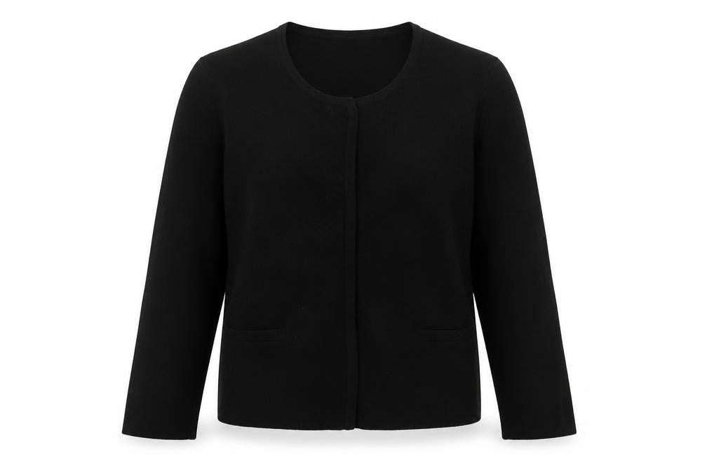 Laura Ashley Women Black UK 8 Open Cardigan Viscose Knit Pockets
