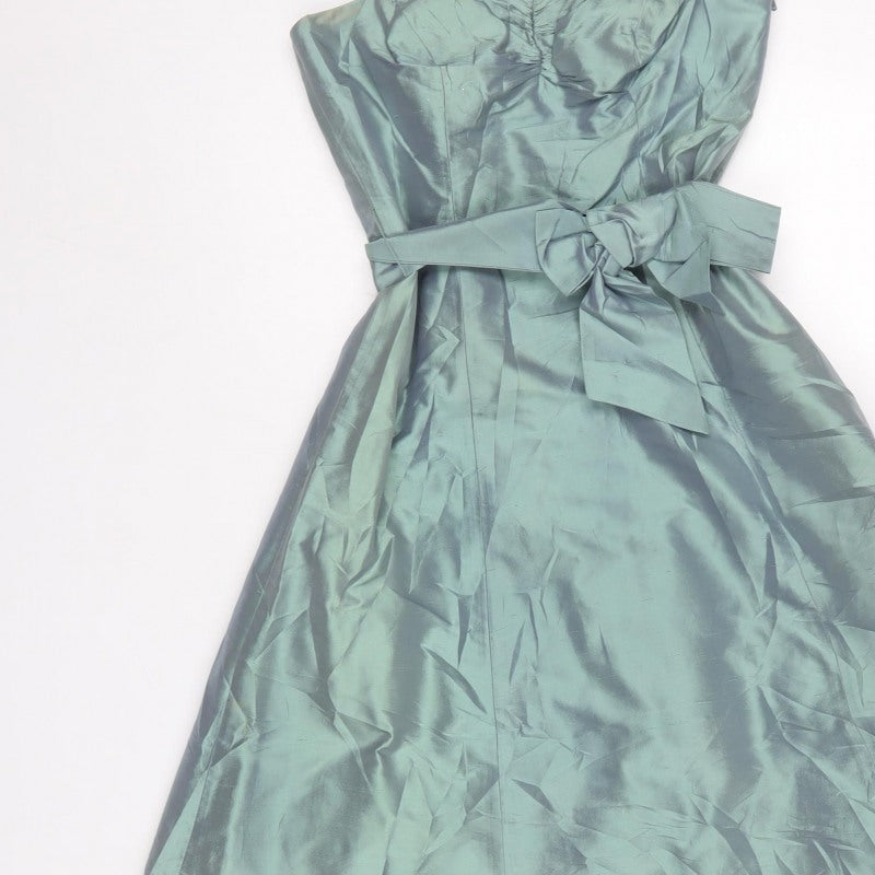 Coast Women Green UK 8 Silk Strapless A-Line Occasion Dress