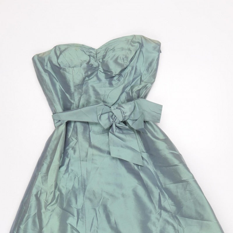 Coast Women Green UK 8 Silk Strapless A-Line Occasion Dress
