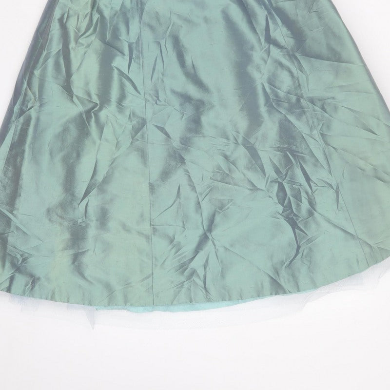 Coast Women Green UK 8 Silk Strapless A-Line Occasion Dress