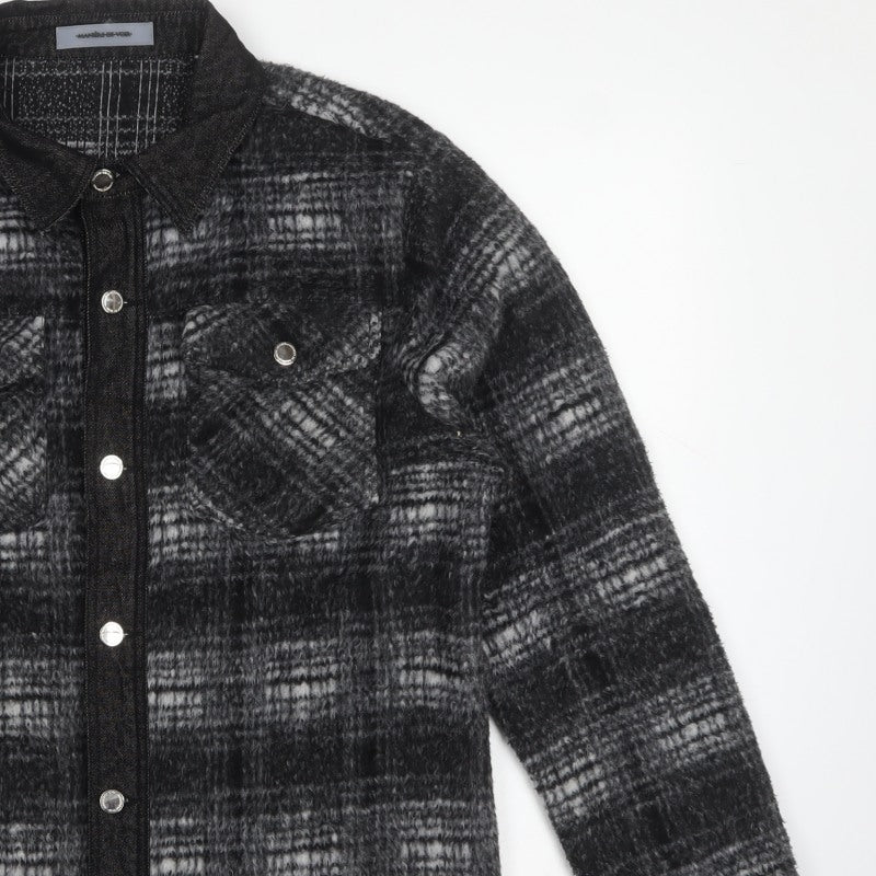 Manière De Voir Men’s Black Check Fleece Jacket Size M Collared