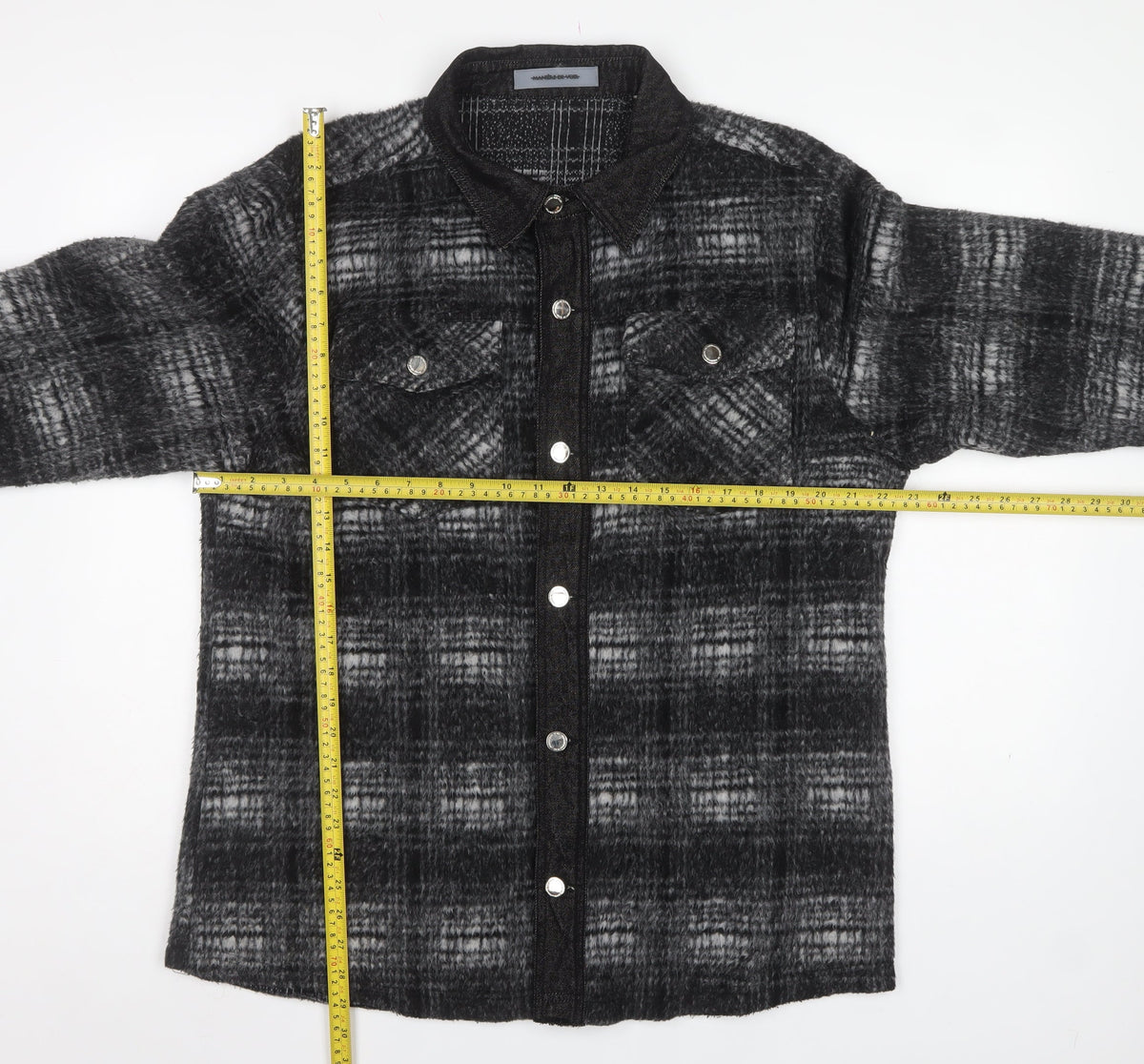Manière De Voir Men’s Black Check Fleece Jacket Size M Collared