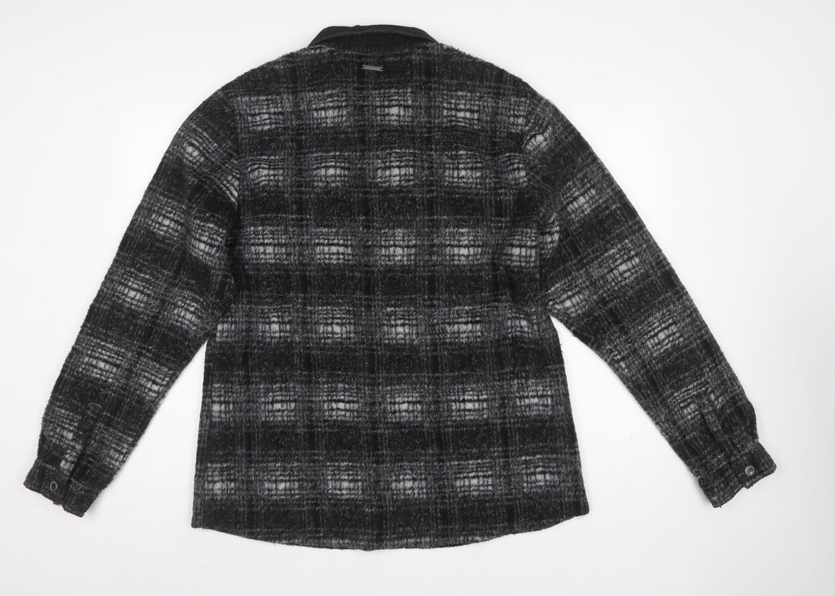 Manière De Voir Men’s Black Check Fleece Jacket Size M Collared