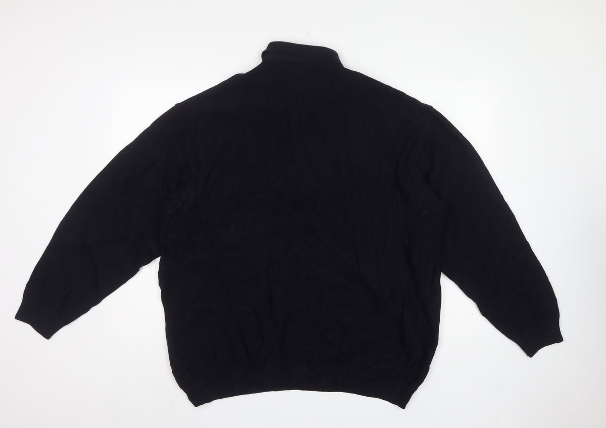 Green Coast Men’s Black XL 1/2 Zip Merino Wool Jumper Logo