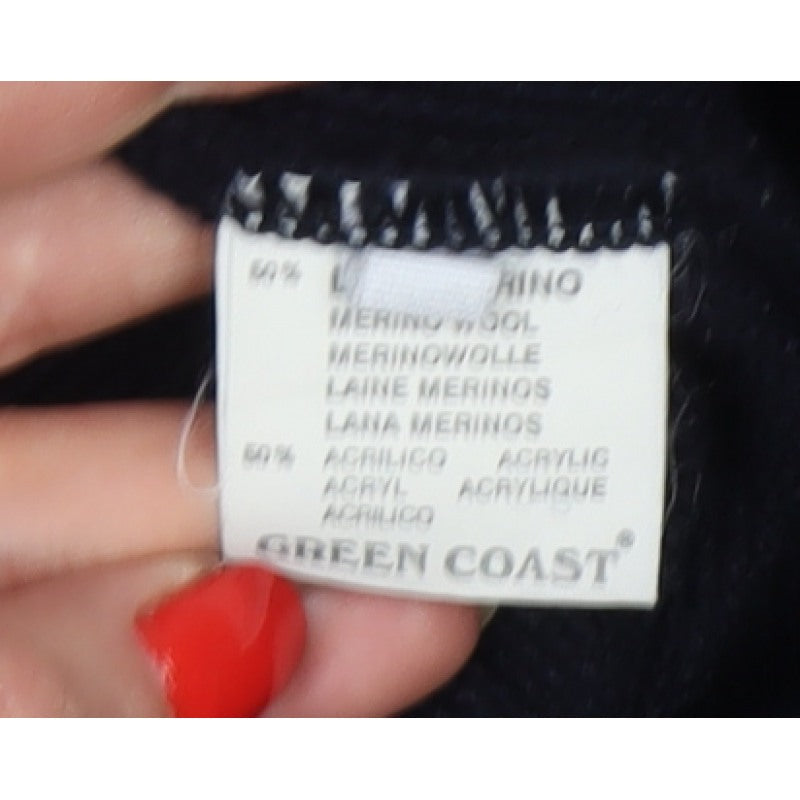 Green Coast Men’s Black XL 1/2 Zip Merino Wool Jumper Logo