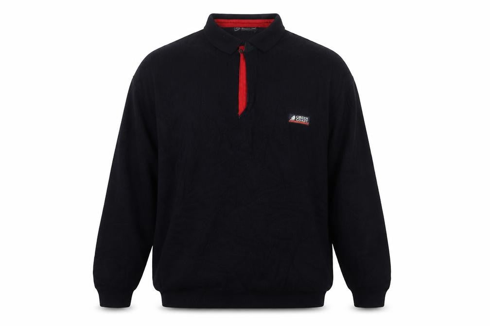 Green Coast Men’s Black XL 1/2 Zip Merino Wool Jumper Logo