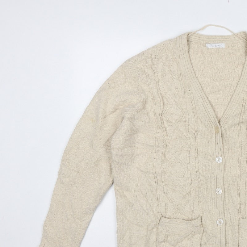Berkertex Women’s Beige Cable Knit V-Neck Cardigan Size 18-20