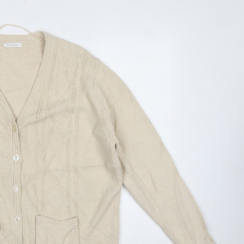 Berkertex Women’s Beige Cable Knit V-Neck Cardigan Size 18-20