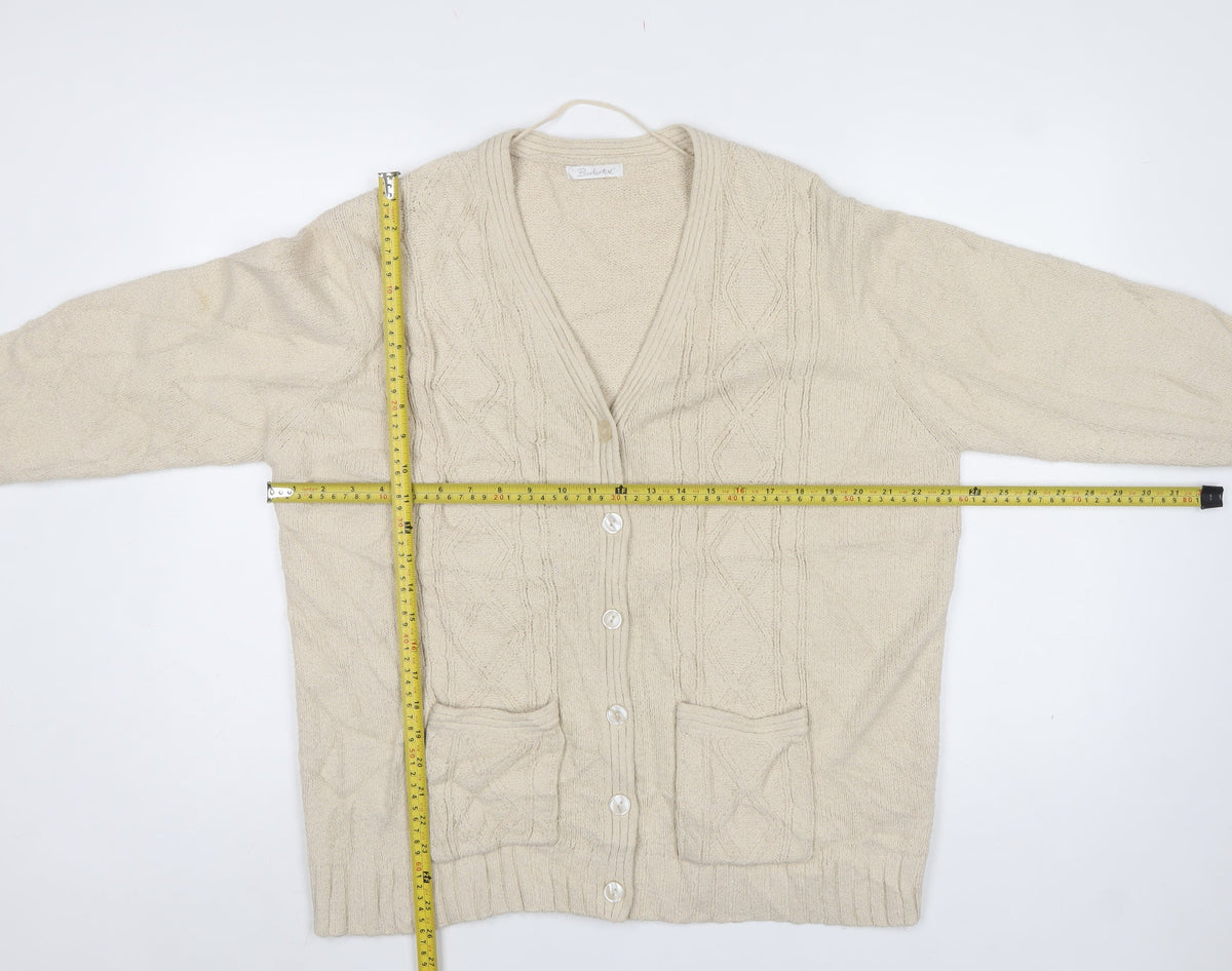Berkertex Women’s Beige Cable Knit V-Neck Cardigan Size 18-20