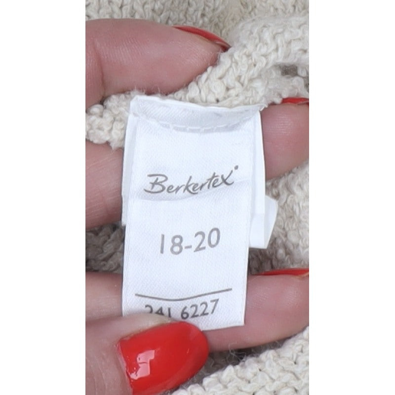 Berkertex Women’s Beige Cable Knit V-Neck Cardigan Size 18-20