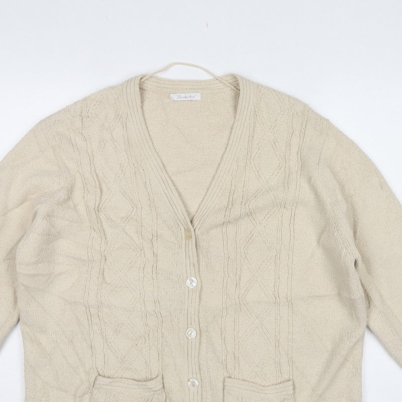 Berkertex Women’s Beige Cable Knit V-Neck Cardigan Size 18-20