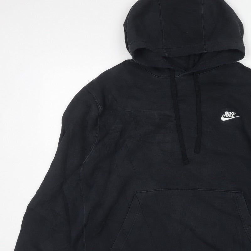 Nike Unisex Adults Black 2XL Pullover Hoodie Logo Fleece Pockets