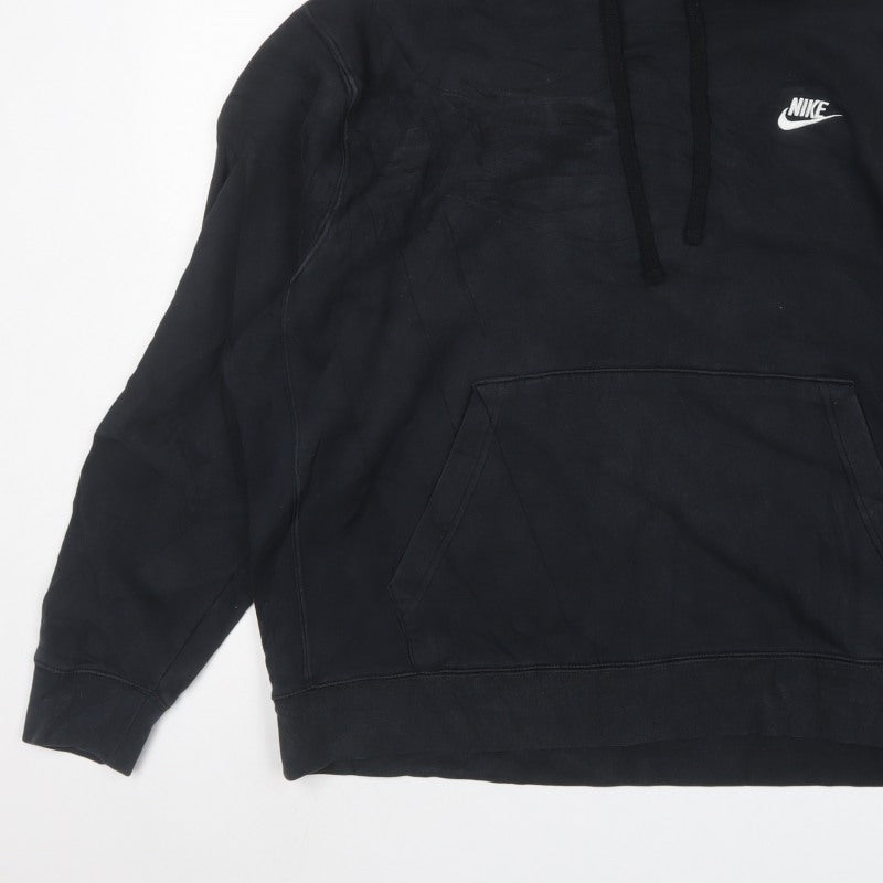 Nike Unisex Adults Black 2XL Pullover Hoodie Logo Fleece Pockets