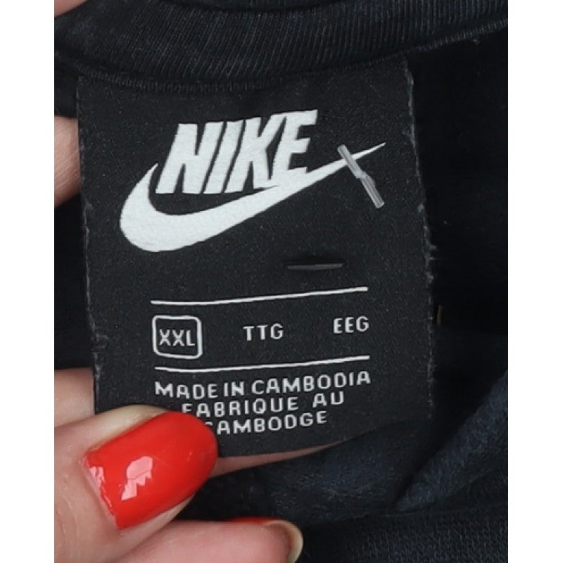 Nike Unisex Adults Black 2XL Pullover Hoodie Logo Fleece Pockets