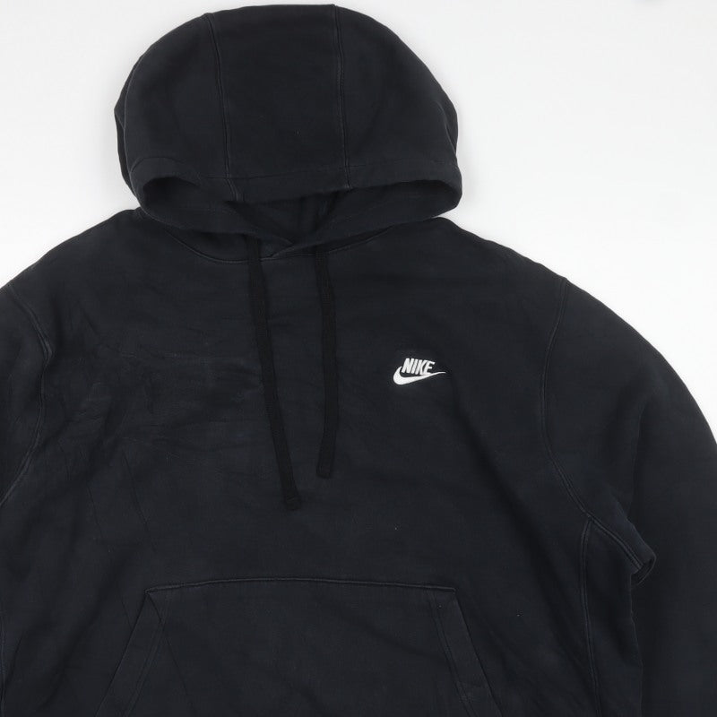 Nike Unisex Adults Black 2XL Pullover Hoodie Logo Fleece Pockets