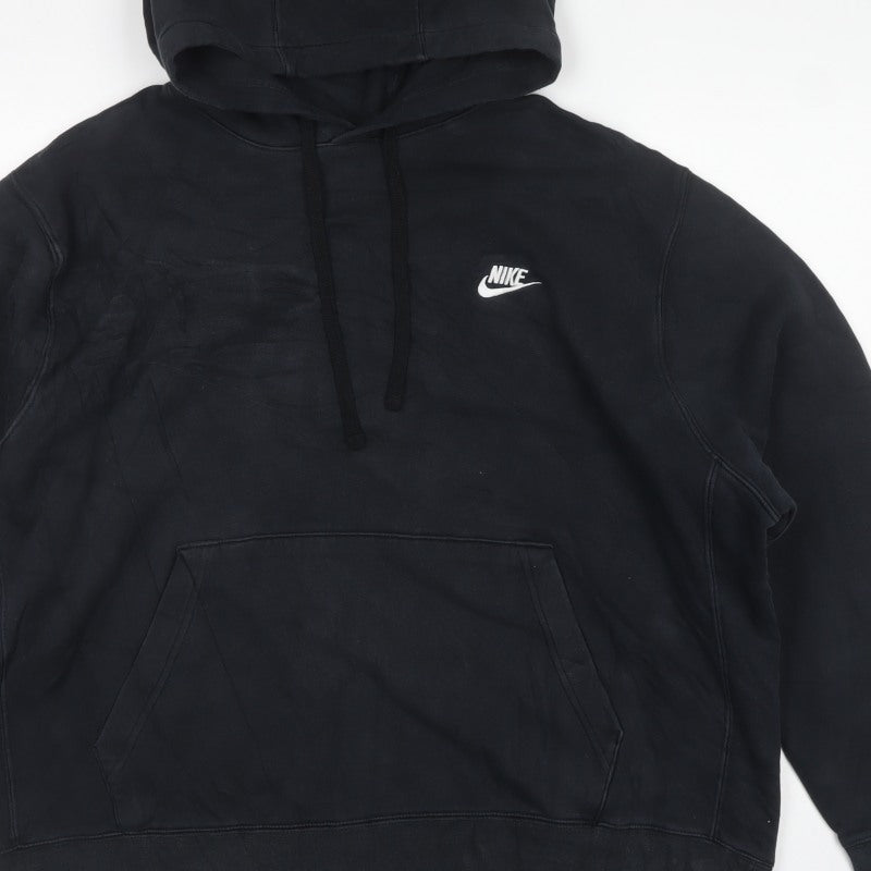 Nike Unisex Adults Black 2XL Pullover Hoodie Logo Fleece Pockets