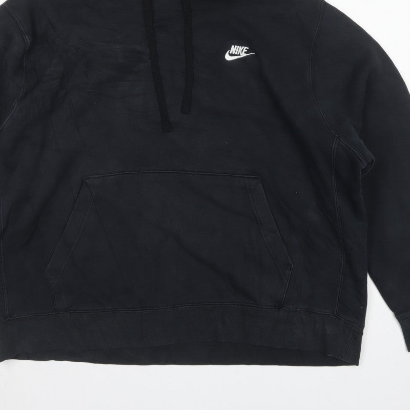 Nike Unisex Adults Black 2XL Pullover Hoodie Logo Fleece Pockets