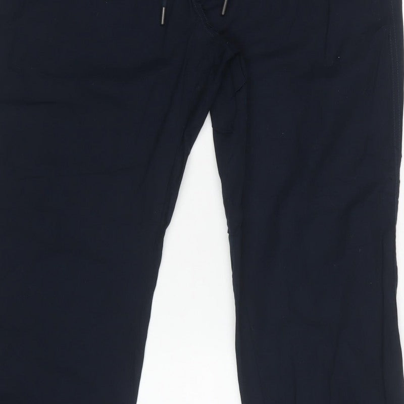 Marks and Spencer Men Blue M Cotton Drawstring Cuffed Jogger Trousers