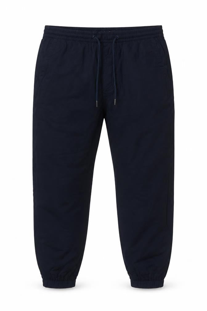 Marks and Spencer Men Blue M Cotton Drawstring Cuffed Jogger Trousers