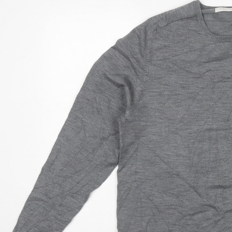 Nigel Hall Women’s Grey Merino Wool Blend L Henley Knit Jumper