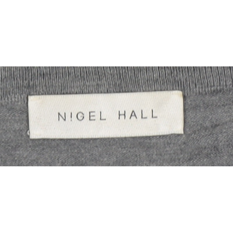 Nigel Hall Women’s Grey Merino Wool Blend L Henley Knit Jumper