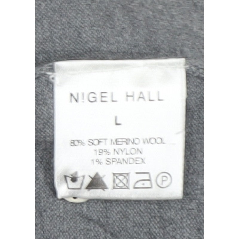 Nigel Hall Women’s Grey Merino Wool Blend L Henley Knit Jumper