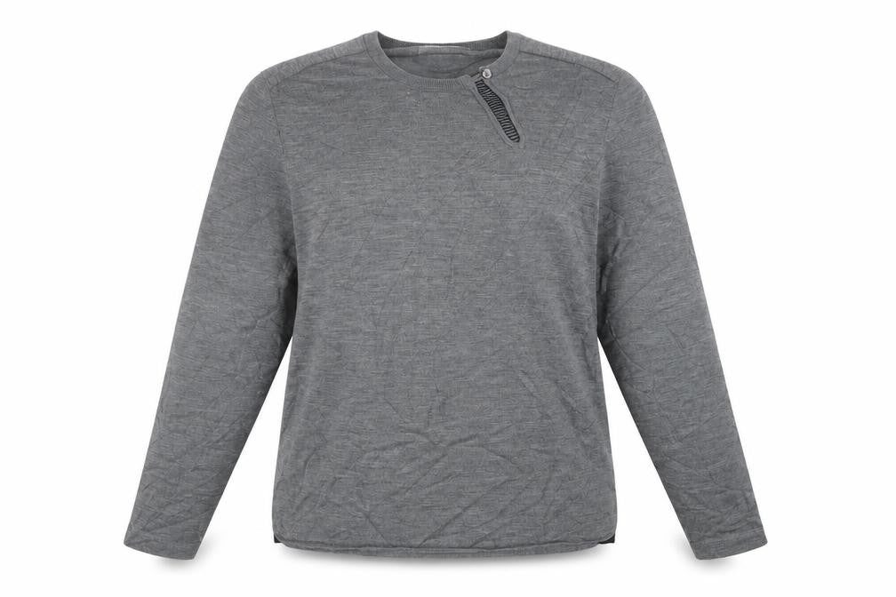 Nigel Hall Women’s Grey Merino Wool Blend L Henley Knit Jumper