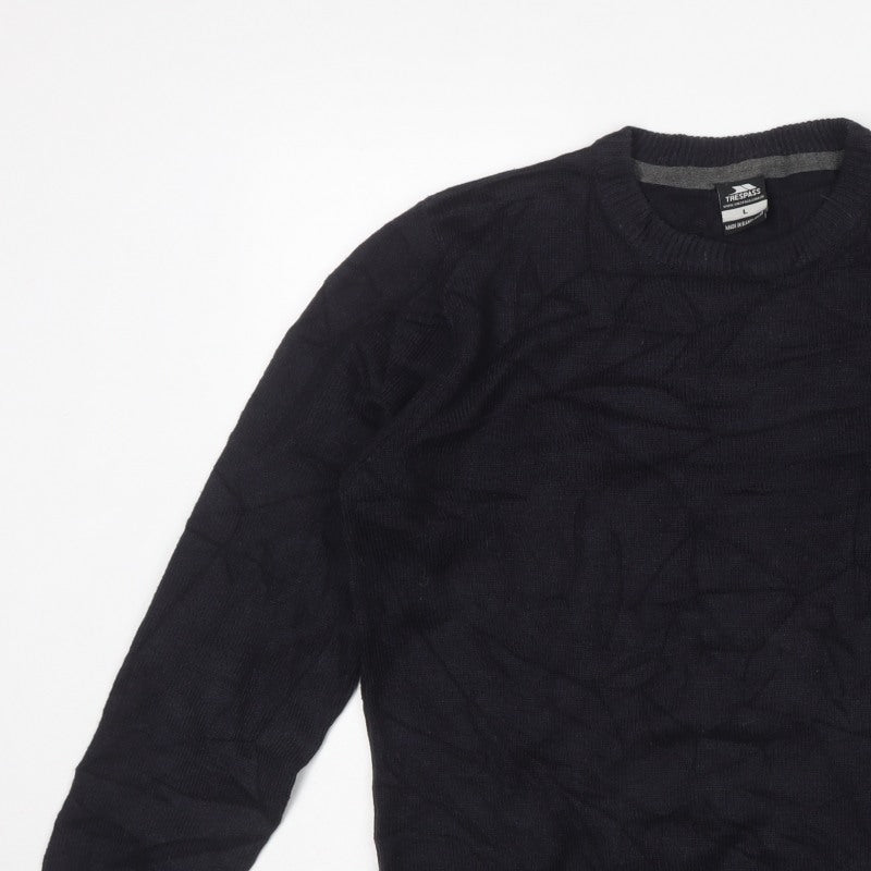 Trespass Men's Black L Crew Neck Acrylic Knit Pullover Jumper