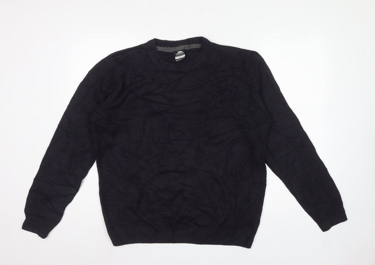 Trespass Men's Black L Crew Neck Acrylic Knit Pullover Jumper