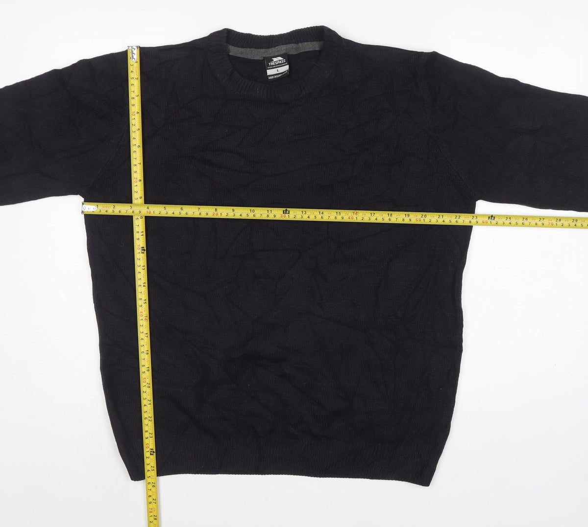 Trespass Men's Black L Crew Neck Acrylic Knit Pullover Jumper