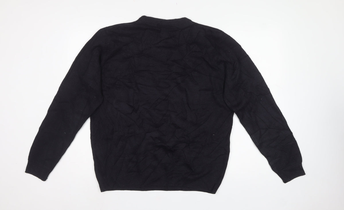 Trespass Men's Black L Crew Neck Acrylic Knit Pullover Jumper